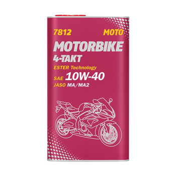 MANNOL OLEJ SILNIKOWY 4T MOTORBIKE 10W40 4L ESTER + MA2 SYNTETYK - METALOWA PUSZKA (7812) (4) (API SN)