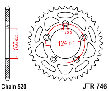 JT ZĘBATKA TYLNA 4444 39 DUCATI SCRAMBLER 1100 '18-'19 (444439JT) (ŁAŃC.520)