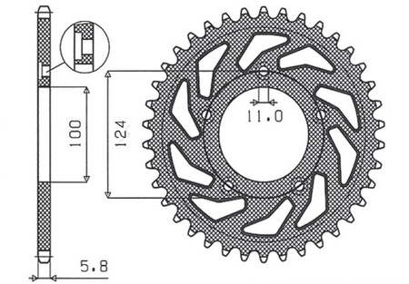 SUNSTAR ZĘBATKA TYLNA 4444 47 DUCATI MONSTER / ABS 821 '15- 20, PANIGALE 899 898 '14-15, SCRAMBLER ABS 800 '15-16 (JTR746.47) (ŁAŃC.520)