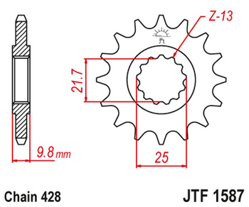 JT ZĘBATKA PRZEDNIA 2049 19 YAMAHA FZR 400 '88-95', SR 400 '88-17' SR 500 '91-00' (204919JT) (ŁAŃC. 428)