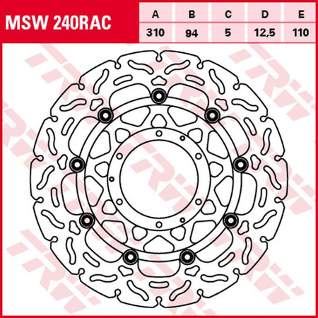 TRW ZF TARCZA HAMULCOWA PRZÓD HONDA CBR 600RR '03-'16, CB 1000R '08-'16, CBR 1000RR FIREBLADE '04-'05, CB 1300S/A/F '03-'13 (310X94X5MM) WAVE