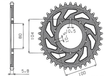 SUNSTAR ZĘBATKA TYLNA 478 44 KAWASAKI ZX6R (05-17), Z750 (JTR478.44) (ŁAŃC. 520) (47844JT)