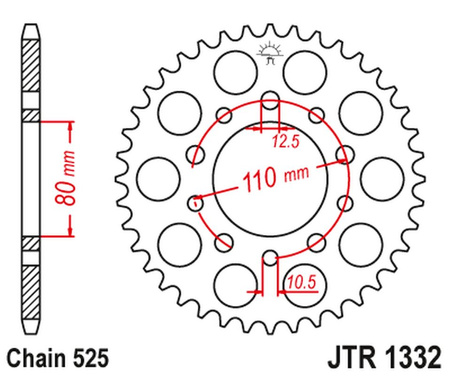 JT ZĘBATKA TYLNA 4350 45 HONDA VT 600C SHADOW '90-'07, XRV 750 AFRICA TWIN '93-'03 (435045JT) (ŁAŃC. 525)