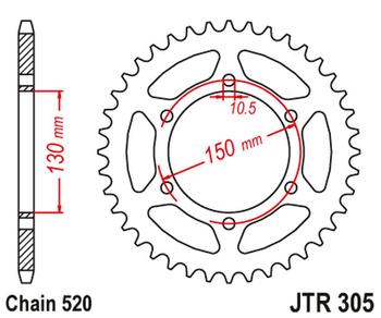 JT ZĘBATKA TYLNA 236 46 HONDA NX 650 '95-'01, YAMAHA XJ 6 '09-'15 (23646JTZBK) (ŁAŃC. 520) - PATRZ RÓWNIEŻ 430946 (23646JTZBK) KOLOR CZARNY