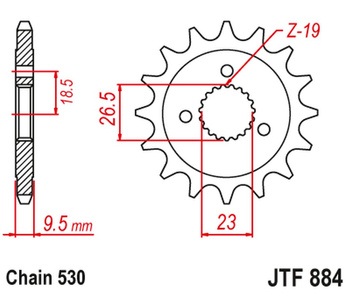 JT ZĘBATKA PRZEDNIA 884 21 HARLEY DAVIDSON XLH883 SPORTSTER '84-90'; XLH1200 SPORTSTER '84-90' (88421JT) (ŁAŃC. 530)