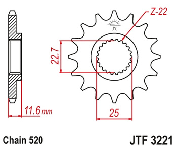 JT ZĘBATKA PRZEDNIA 2180 11 POLARIS 250/300/325/400/500 (218011JT) (ŁAŃC. 520)