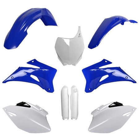 POLISPORT KOMPLET PLASTIKÓW (FULL KIT) YAMAHA YZ 250F '08-'09; YZ 450F '08-'09 W ZESTAWIE TABLICA PRZEDNIA (8658100001) I OSŁONY AMORTYZARORÓW (8351400001) KOLOR NIEBIESKI BIAŁY OEM