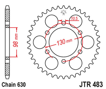 JT ZĘBATKA TYLNA 483 35 KAWASAKI Z 900 '73-76' (485335JT) (ŁAŃC.630)