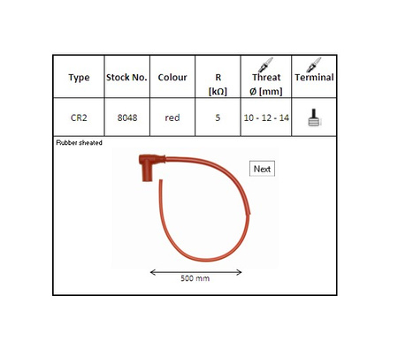 NGK FAJKA NA ŚWIECE GUMOWA KĄTOWA (90) PRZEWÓD 50 CMM KOLOR CZERWONY (NR 8048)