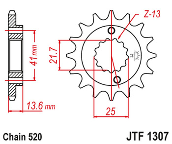 JT ZĘBATKA PRZEDNIA 2093 14 KAWASAKI ZX6R '03-'06 (2093M14JT) (ŁAŃC. 520)