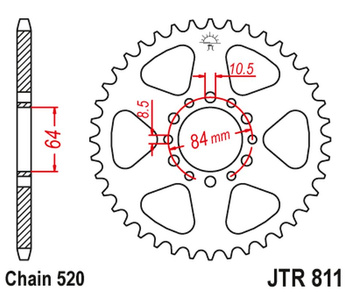 JT ZĘBATKA TYLNA 811 48 SUZUKI TF 185 '81-, DR 200 '86-91 (81148JT) (ŁAŃC. 520)