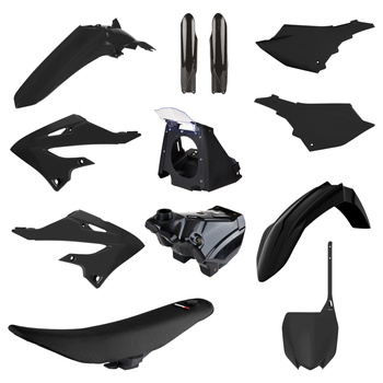 POLISPORT KOMPLET PLASTIKÓW YAMAHA YZ 125/250 '02-'21 (RESTYLING NA MODEL 2022) (ZAWIERA ZBIORNIK PALIWA; SIEDZENIE KOMPLETNE; AIRBOX; PRZEDNI I TYLNY BŁOTNIK; OSŁONY CHŁODNICY; PANELE BOCZNE) KOLOR CZARNY
