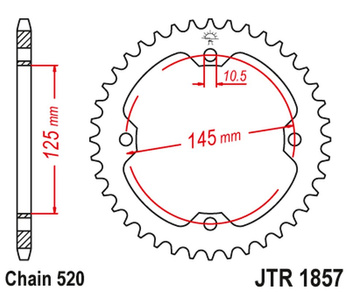 JT ZĘBATKA TYLNA 4588 45 YAMAHA YFZ 450R '09-19, YFM 250/350/450/700 RAPTOR (458845JT) (ŁAŃC. 520) - MOŻE ZASTĄPIĆ 85742JT