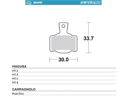 MOTO-MASTER WYPRZEDAŻ BIKE PRO KLOCKI HAMULCOWE ROWEROWE SINTER PRO METALICZNE PASUJE DO MAGURA MT 2, MT 4, MT 6, MT 8, CAMPAGNOLO ROAD DISC