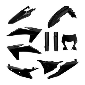 POLISPORT KOMPLET PLASTIKÓW (FULL KIT) KTM EXC/EXC-F/XC-W/XC-WF TBI '24-'25 W ZESTAWIE OSŁONA LAMPY ORAZ OSŁONY AMORTYZATORÓW (8352500001) KOLOR CZARNY