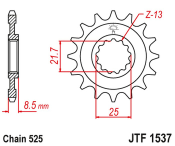 JT ZĘBATKA PRZEDNIA 2137 19 KAWASAKI ZX10R '04-'18 (213719JT) (ŁAŃC. 525)