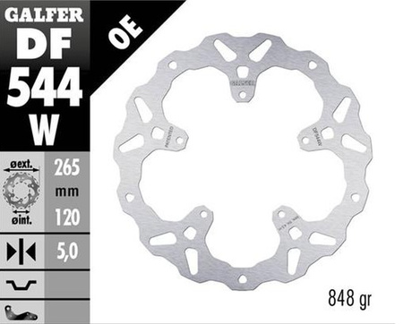 GALFER TARCZA HAMULCOWA TYŁ BMW S 1000XR '20-'22 (WAVE FIXED) (265X120X5MM)