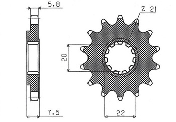 SUNSTAR ZĘBATKA PRZEDNIA 2120 14 HONDA CR 125R '04-'07, CRF 250R/X '04-'17 (JTF1323.14) (ŁAŃC. 520) (212014JT)