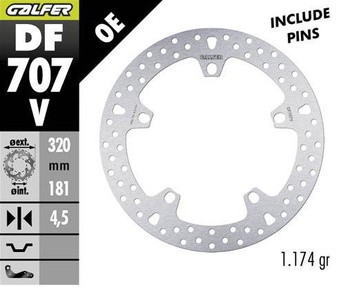 GALFER TARCZA HAMULCOWA PRZÓD BMW F 800R/S/ST/GT '09-; F 900XR '20-; R 850R/RT '04; R 1100S '01-; R 1100/1500/1200/1250S/R/RT/S/ST/GS '01-; K 1200/1300/1600LT/GT/S/RS '02-; HUSQVARNA NUDA 900R '11- (ROUND DISC FIXED) (320X181X4,5MM)