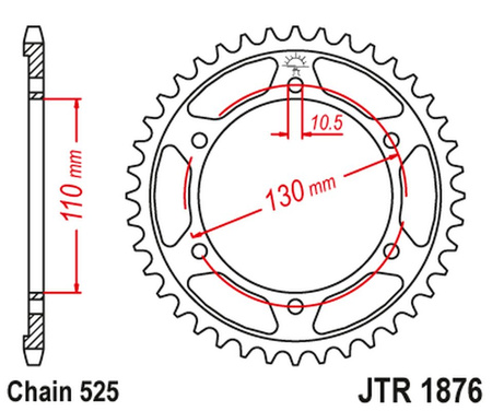 JT ZĘBATKA TYLNA 4385 45 SUZUKI GSXR 750 '11-'19, YAMAHA MT-09 '14-'20, R6 '06'-20 (438545JT) (ŁAŃC. 525) CZARNA (ORYG)