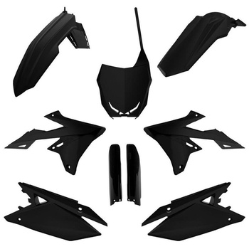 POLISPORT KOMPLET PLASTIKÓW (FULL KIT) SUZUKI RMZ 250 '19-'24; RMZ 450 '18-'24 W ZESTAWIE TABLICA PRZEDNIA (8666100003) I OSŁONY AMORTYZARORÓW (8398300002) KOLOR CZARNY