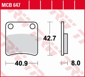 TRW ZF KLOCKI HAMULCOWE KH257 ORGANIC CAGIVA CITY 50 '92-'97, DAELIM SJ 50 FIVE '01-'12, SYM ORBIT 50/125 '07-'09 PRZÓD, DAELIM SN 125 B-BONE '12-'16 TYŁ