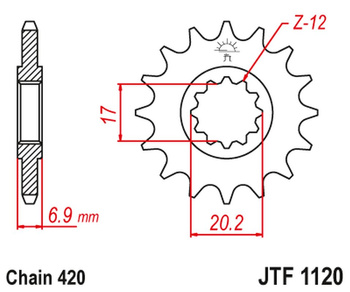 JT ZĘBATKA PRZEDNIA 600M15 SILNIK AM6 (JTF1120,15) (ŁAŃC. 420)