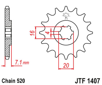 JT ZĘBATKA PRZEDNIA 422 10 KAWASAKI KSF/KXF 80 '03-06', SUZUKI LT 80 '89-06' (42210JT) (ŁAŃC. 520)