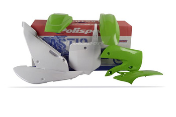 POLISPORT KOMPLET PLASTIKÓW KAWASAKI KX 65 '00-'24 W ZESTAWIE TABLICA PRZEDNIA (8661500010) KOLOR ZIELONO BIAŁY OEM