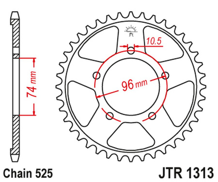 JT ZĘBATKA TYLNA 4343 42 HONDA CBR 400 (NC23) (434342JT) (ŁAŃC.525)NA ZAMÓWIENIE