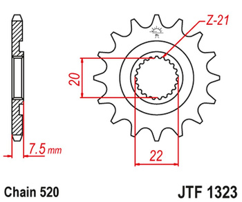 JT ZĘBATKA PRZEDNIA 2120 12 HONDA CR 125R '04-'07, CRF 250R/X '04-'17 (212012JT) (ŁAŃC. 520)