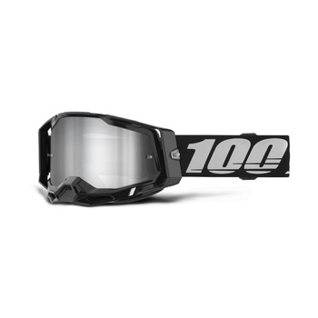 WYPRZEDAŻ 100 PROCENT GOGLE MODEL RACECRAFT 2 BLACK - MIRROR SILVER LENS - KOLOR CZARNY SZYBKA SREBRNE LUSTRO