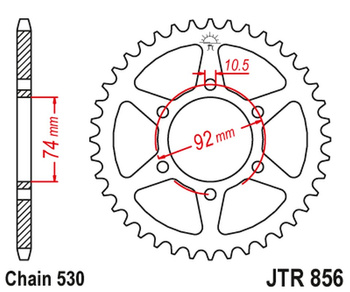 JT ZĘBATKA TYLNA 852 44 YAMAHA XJ 400 / XJ 550 SECA/MAXIM '81-85 (85244JT) (ŁAŃC. 530) NA ZAMÓWIENIE