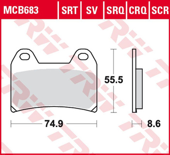 TRW ZF KLOCKI HAMULCOWE KH244 SINTER TRACK APRILIA RS 250 '97-, RSV 1000 MILE/R '98-'00, DUCATI 748/800/900/916/996 '97-'03, KTM SMC 625/660/LC4 640 SUPERMOTO '04-'06, SM 690 '07-'10, MOTO GUZZI V11 '01-'06, SPORT 1200 '06-'14, PRZÓD
