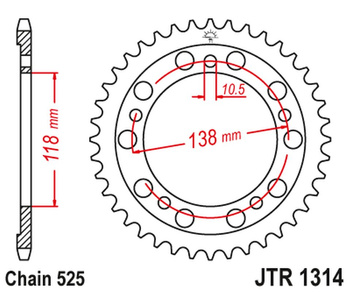 JT ZĘBATKA TYLNA 4343 39 HONDA CBR 400 (NC29) (434339JT) (ŁAŃC.525)NA ZAMÓWIENIE