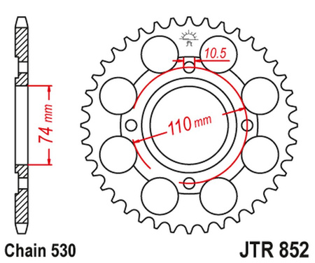 JT ZĘBATKA TYLNA 861 41 YAMAHA RD 250LC '80-85, RZ 250 (86141JT) (ŁAŃC. 530)