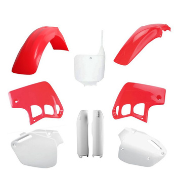 POLISPORT KOMPLET PLASTIKÓW (FULL KIT) HONDA CR 500 '95-'04 W ZESTAWIE TABLICA PRZEDNIA (8680800001) I OSŁONY AMORTYZARORÓW (8394000001) KOLOR OEM CZERWONY FLUO-R BIAŁY