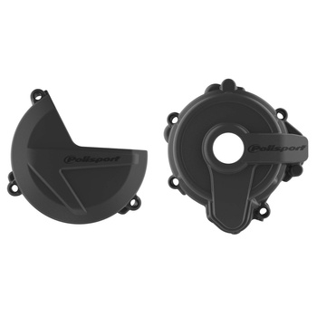 POLISPORT ZESTAW OSŁONA POKRYWY (DEKLA) ALTERNATORA ORAZ OSŁONA POKRYWY SPRZĘGŁA I OSŁONY POMPY WODY SHERCO SE 250/300 '14-'23 KOLOR CZARNY (8466000001+8465400001+8484700001)