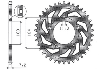 SUNSTAR ZĘBATKA TYLNA 4443 39 DUCATI 749 '03-'06 (JTR744.39) (ŁAŃC. 525) (444339JT)