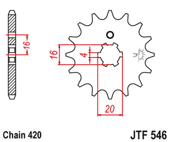 JT ZĘBATKA PRZEDNIA 560 16 KAWASAKI KX 65/80/85 (56016JT) (ŁAŃC. 420) (+2)