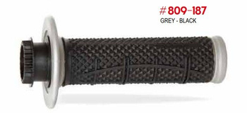 PROGRIP 2025/12 MANETKI PG809 OFF ROAD Z BLOKADĄ SCS LOCK-ON + 7 ADAPTERÓW ROLGAZU (22+25MM) KOLOR SZARY CZARNY DWUSKŁADNIKOWE HALF WAFFLE DŁ. 115MM (809-187)