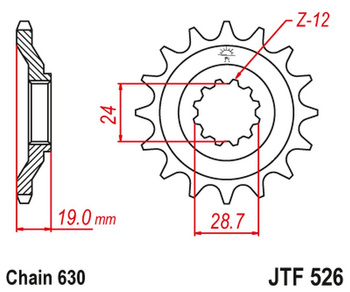 JT ZĘBATKA PRZEDNIA 527M 15 KAWASAKI GPZ 1000 A1-A3 '86-89' (527M15JT) (ŁAŃC. 630)