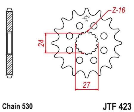 JT ZĘBATKA PRZEDNIA 2190 17 Z GUMĄ SUZUKI GSXR 1000 '09-'16, HAYABUSA '08-'23, B-KING '08-'12 (-1) (219017JTRB) (ŁAŃC. 530)