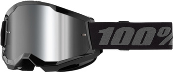 100 PROCENT GOGLE MODEL STRATA 2 BLACK - MIRROR SILVER LENS - KOLOR CZARNY/SZARY SZYBKA SREBRNE LUSTRO