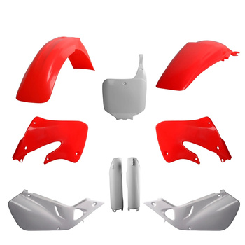 POLISPORT KOMPLET PLASTIKÓW (FULL KIT) HONDA CR 125 '98-'99; CR 250 '97-'99 W ZESTAWIE TABLICA PRZEDNIA (8673000002) I OSŁONY AMORTYZATORÓW (8394000001) KOLOR OEM CZERWONO BIAŁY