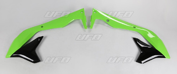 UFO OSŁONY CHŁODNICY KAWASAKI KXF 450 '16-'17 KOLOR OEM (ZIELONY/CZARNY)