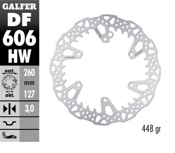 GALFER TARCZA HAMULCOWA PRZÓD KTM SX/EXC/SX-F/EXC-F '93-'23; GS/MX/LC4 '93-'23; GAS GAS EC/EC-F/MC/MC-F '21-'24; HUSQVARNA TC/TE/TX/FC/FE/FS '14-'24; HUSABERG TE/FE/FC/FX '04-'16; TRIUMPH TF 250X '24 (260X127X3MM) SHARK ENDURO MX
