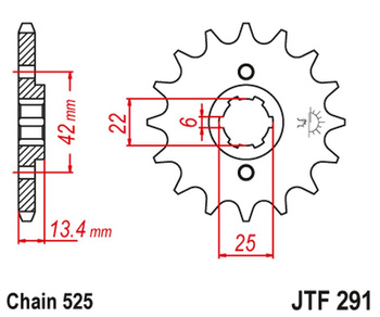 JT ZĘBATKA PRZEDNIA 291 17 HONDA CB 450S '86-'89 (29117JT) (ŁAŃC. 525)