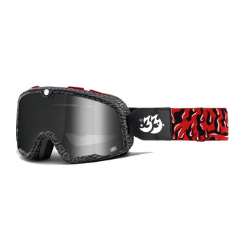 100 PROCENT GOGLE MODEL BARSTOW HOUSE IND. - MIRROR SILVER LENS - KOLOR CZARNY/CZERWONY SZYBKA SREBRNE LUSTRO VINTAGE