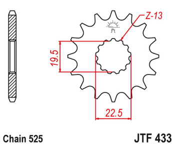 JT ZĘBATKA PRZEDNIA 433 14 SUZUKI GSF/GSX/RF 400 '86-94', TS/TM 250 '71-83' (ŁAŃC. 525) (43314JT)